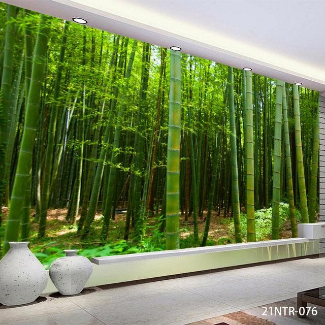 Wallpaper Dinding 3D Custom Pohon Bambu Hijau Rimbun (21Ntr-076) #Gratisongkir