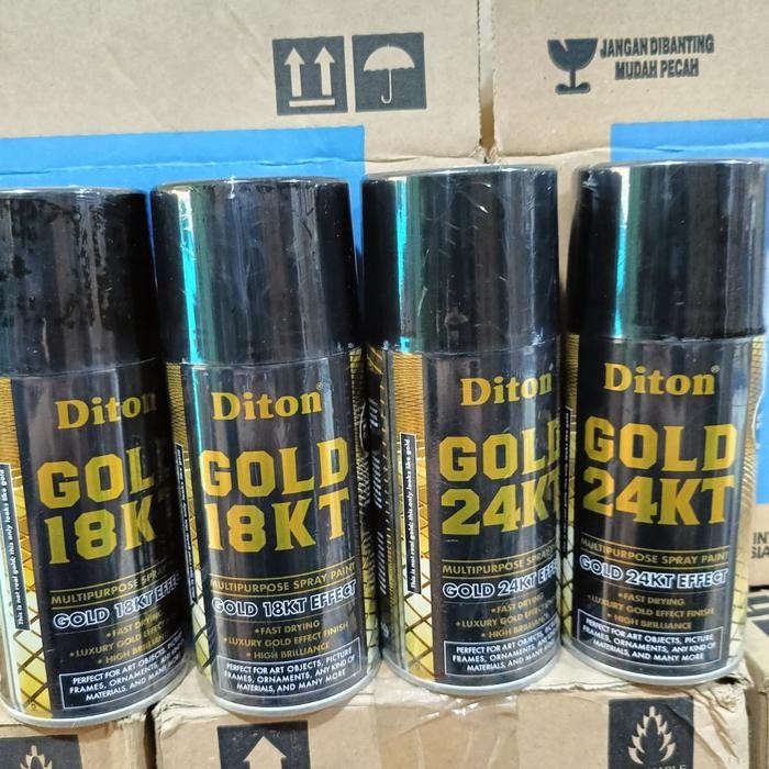 Baru Pilox Diton Varian Gold 18 KT dan 24 KT Emas 18K dan 24K Pilok Cat Semprot (Ukuran 300cc/300ml)