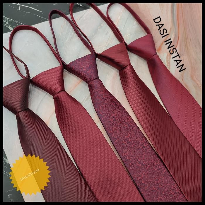 dasi Zipper merah maroon polos dasi pria deep maroon
