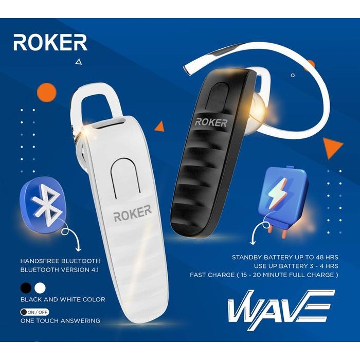 Earphone Bluetooth Roker Wave Handsfree Earphones
