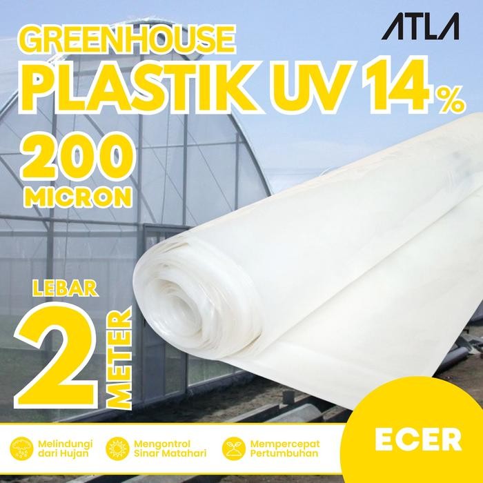 Plastik UV 2 Meter Transparan Green House Film Tutup Atap Kolam Bening