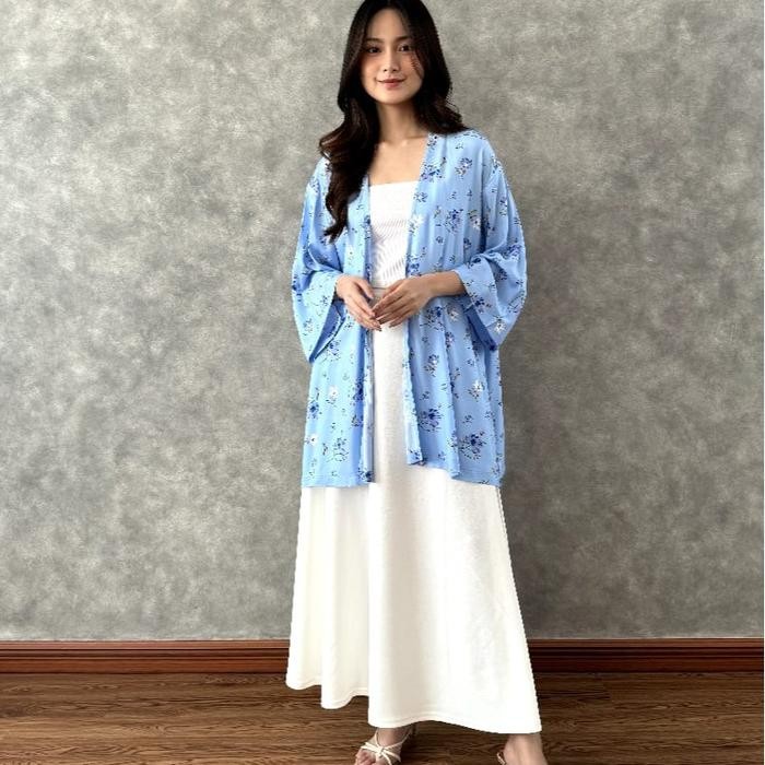 Ready- Nhm Cardigan Kimono Oversize Batik, Outer Kimono Cardigan Wanita Katun Muslim Atasan Baju