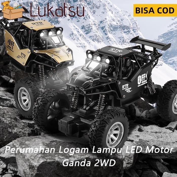 Inc Ppn- Mobil Remote Control Mobil Mainan Off Road Truk Logam Dual Motor + Lampu Led Rock Crawler