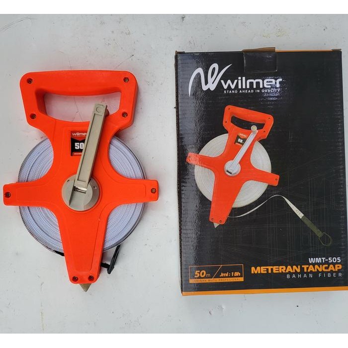 Meteran Rol Tancap Fiber 50M 100M WILMER Meteran KAIN Tanah Gulung