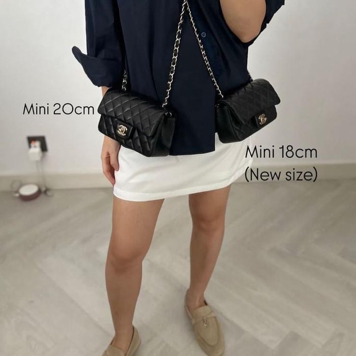 

Mini 20cm bag black lghw lamb