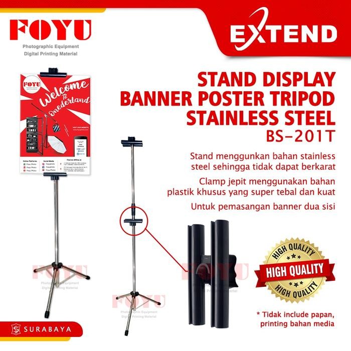 

Tripod Stainless Steel Stand Display Banner Papan Penjepit Poster