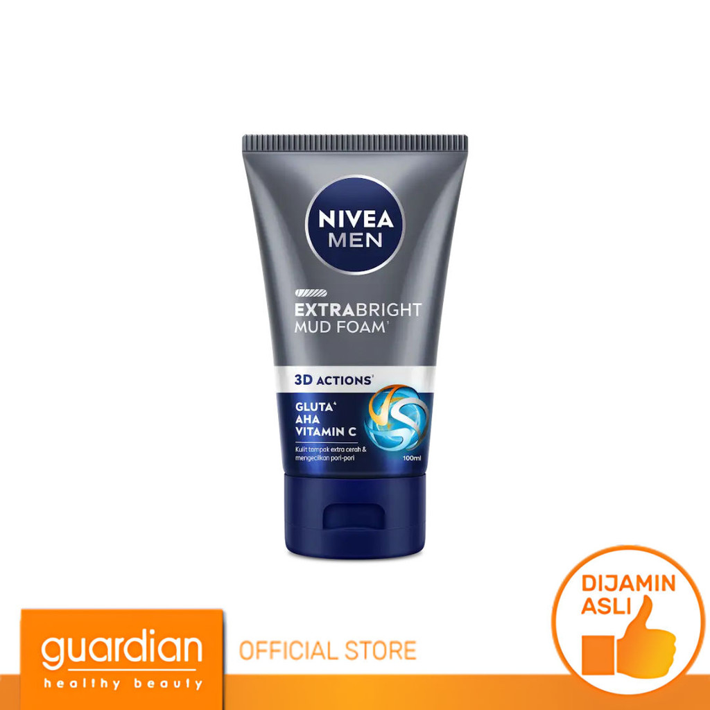 Nivea Men Extra Bright Mud Foam - Sabun Cuci Muka Pria Mencerahkan dan Mengecilkan Pori-Pori 100Ml