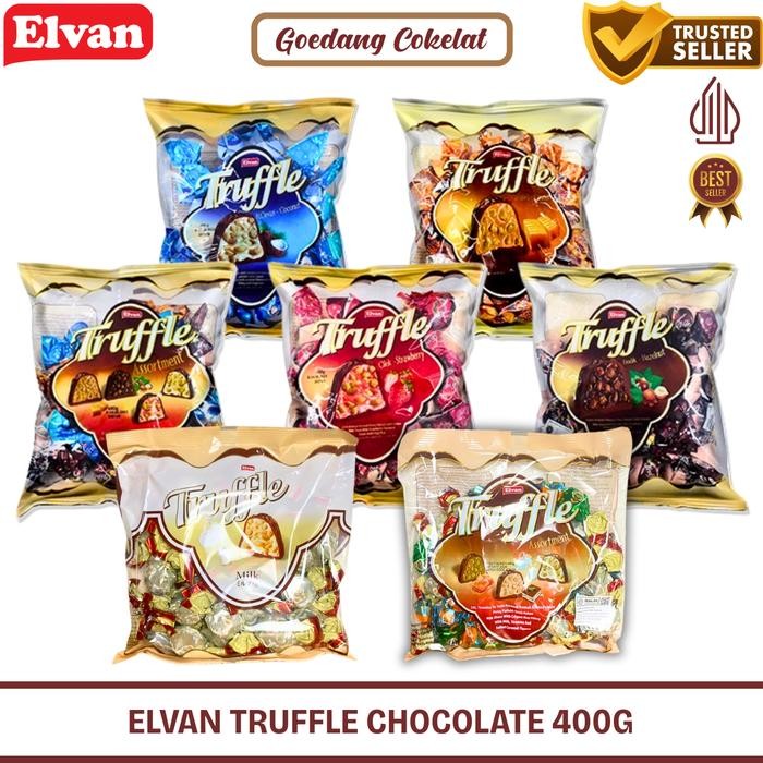

New Coklat Arab Turki Elvan Truffle Chocolate Assortment Caramel Hazelnut Coconut Strawberry 400gr