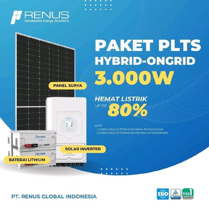 PAKET PLTS HYBRID ONGRID 3000W SIAP PASANG
