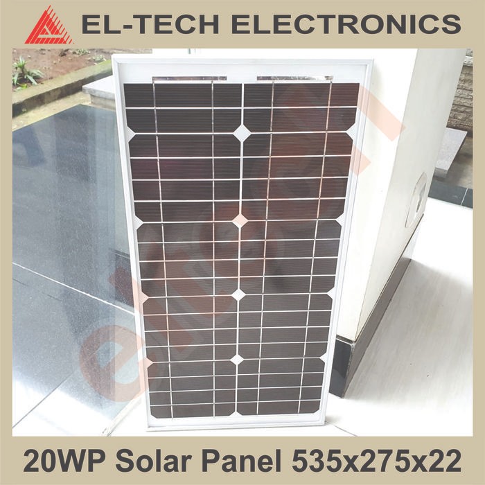 20WP 18V 22x275x535mm Solar Cell Panel Tenaga Matahari Surya Mono CL