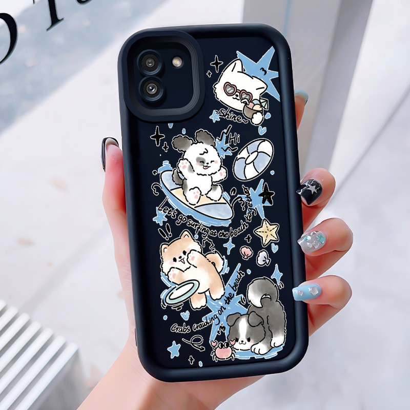 Casing Hp untuk Samsung Galaxy A03 Case Casing HP Softcase ponsel silikon tahan Kasing Anjing Bermai