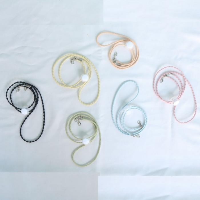 Strep strap konektor polos / tali karet masker hijab serut 2 in 1 2in1