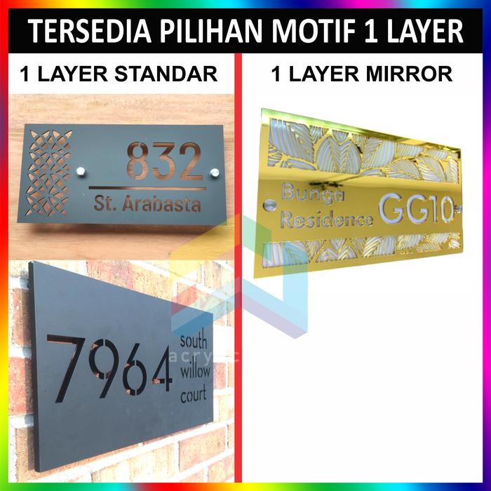 Nomor Rumah Acrylic Modern Timbul Negatif Nyala Led
