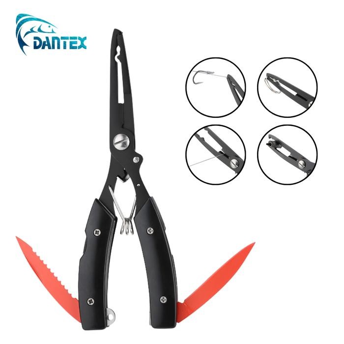 Dantex XR-77 Tang Pancing Multifungsi Jigging Popping Casting Pembuka Split Ring Dilengkapi Pisau