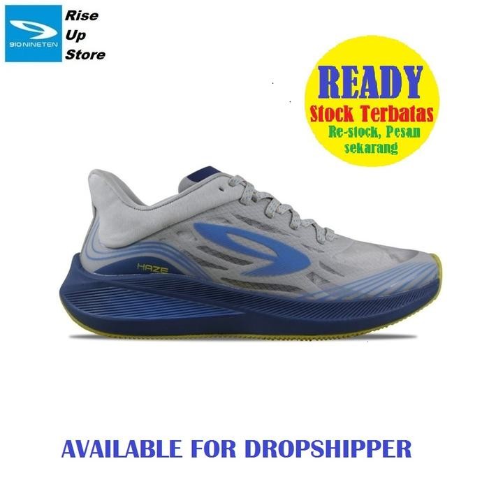 910 Nineten Haze Sepatu Running - HAZE VISION Abu Muda Biru Kuning