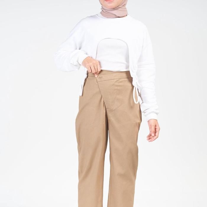 HAICLO SANDY CHINOS PANTS/CELANA WANITA BIG SIZE Basic Dark High Waist