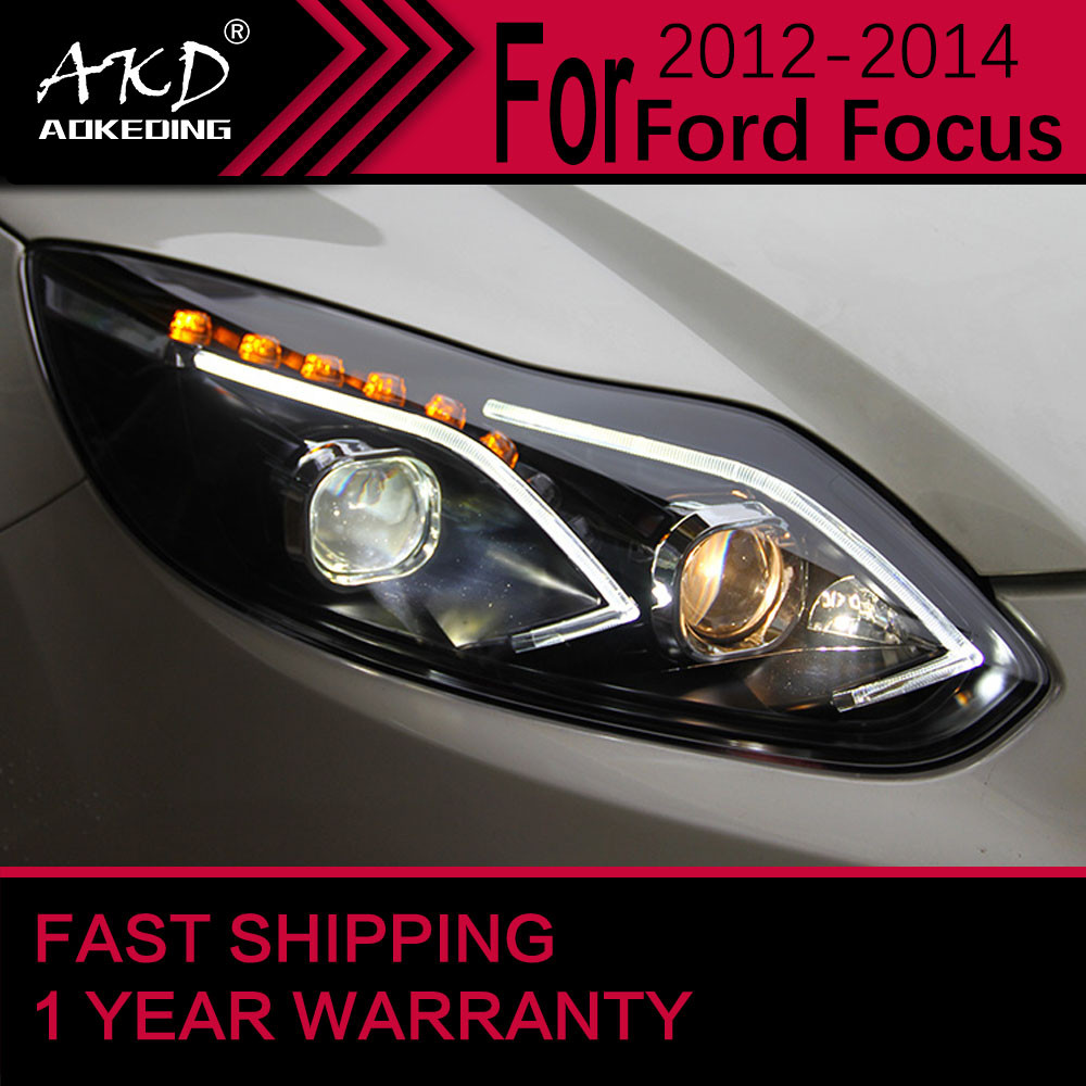 Car Lights for Ford Focus LED Headlight 2012-2014 Head Lamp Drl