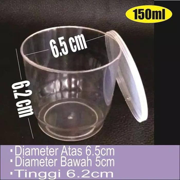 Terlaris Cup puding bening TEBAL 150ml 25pcs gelas plastik tutup selai