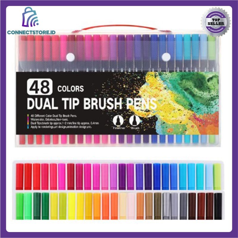

Spidol Double Head Drawing Pen Fine Art Watercolor Set-Multi Warna-48 Color
