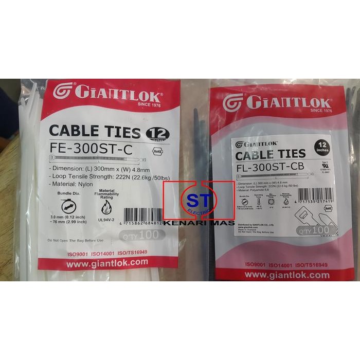 

Kabel Ties / Kabel Tis FE-300ST-C / FE-300ST-CB GiantLok 300x4.8