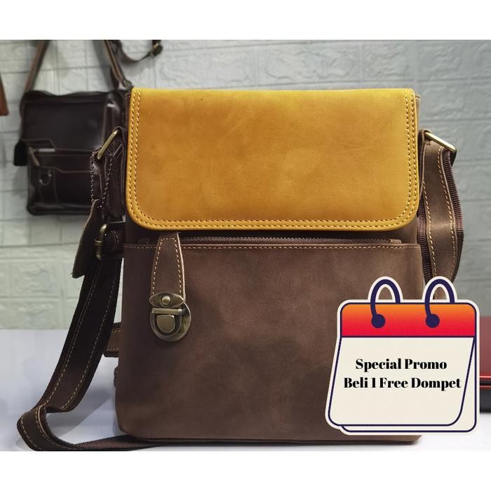Cedro Leather Tas selempang tipe boston Unisex Kulit asli
