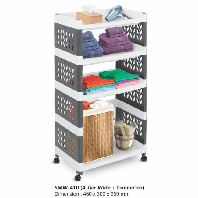 Rovega Supra Rak Susun 4 Plastik Serbaa Dengan Roda Smw 410 Smw-410