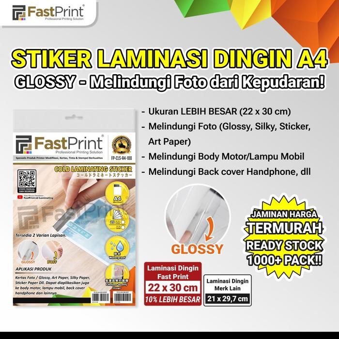 

Fast Print Stiker Laminasi Dingin A4 Doff Glossy 100 Micron