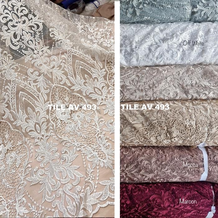 

TILE BORDIR TEBAL SEMI PRADA Lebar kain 1.3m Code: AV 493