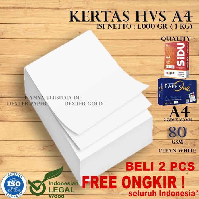 

Kertas A4 80gr / Kertas Hvs A4 80 gsm isi 1000gram (1kg) DISKON JUMBO