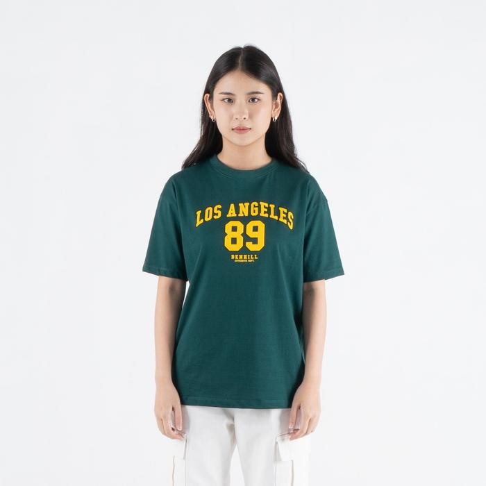 Benhill Kaos Tee shirt Wanita Grafis Oversized Pendek Hijau Botol A590-39786 Baju Atasan Cotton