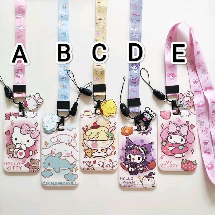 

Sanrio ID Card Holder Lanyard 1 Hello Kitty Cinnamoroll Pompompurin Kuromi My Melody Name Tag