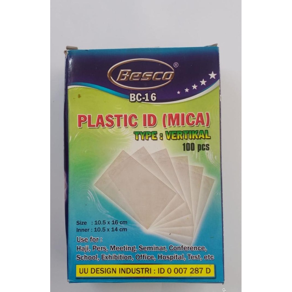 

Plastik ID Card Besco Name Tag 10.5 x 16 BC-16