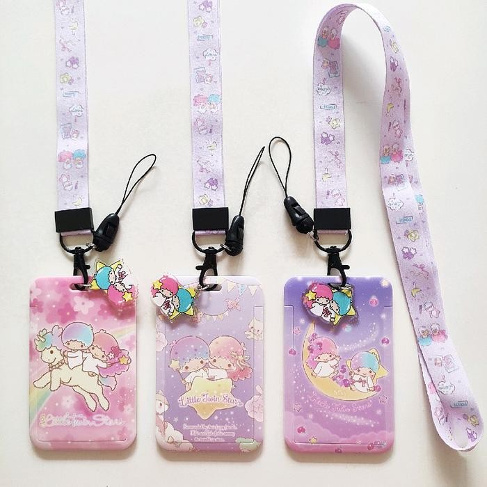 

Id Card Holder Name Tag Lanyard Kalung Kartu Lucu Cute Pastel Little Twin Stars Sanrio Tali