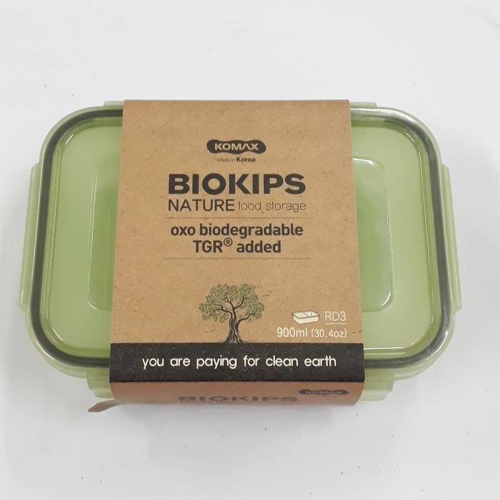 Wadah makanan KOMAX Biokips Food Container Bioplastic RD3/900ML Sekat