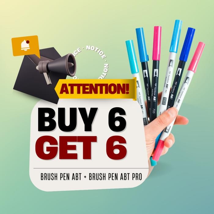 

[ Buy 6 GET 6 ] Tombow ABT Dual Brush Pen ( GREEN SERIES )