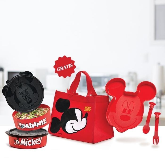 Tupperware mickey minnie meal set tempat bekal makan anak