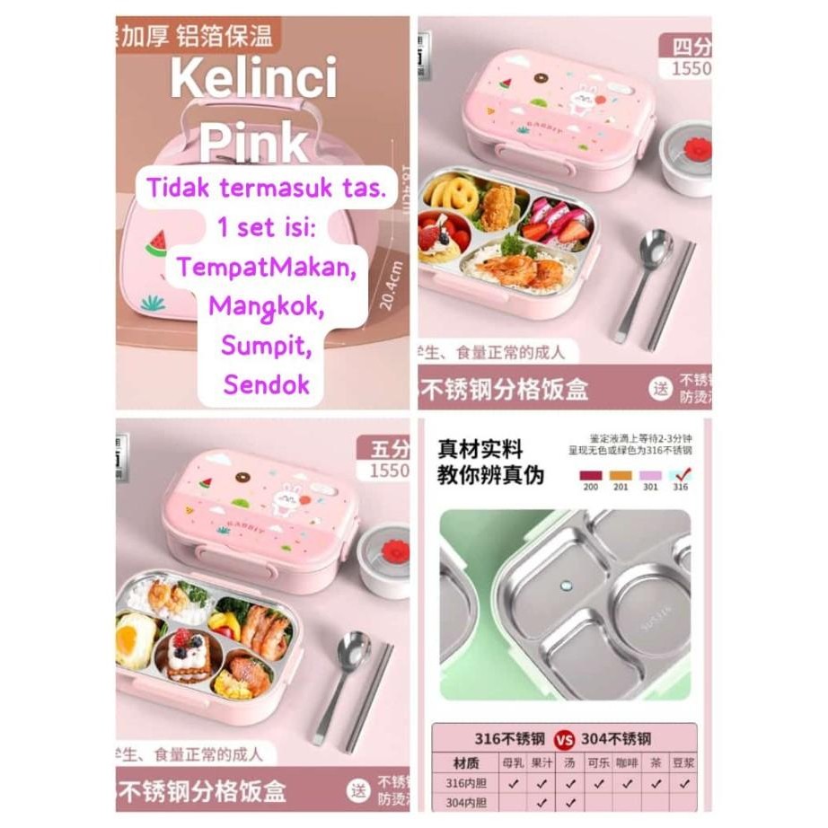 Lunch Box Stainless SUS316 - Tempat Makan Stainless 5 sekat