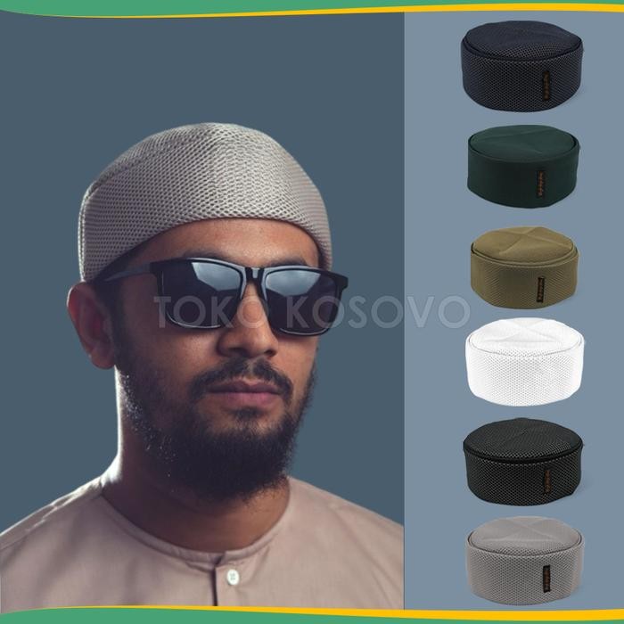 (10 Pcs) Peci Lipat Mesir Habasya Premium Haji Alay Kopiah Kain Hitam Putih Kopyah Sholat Maiyah Cak