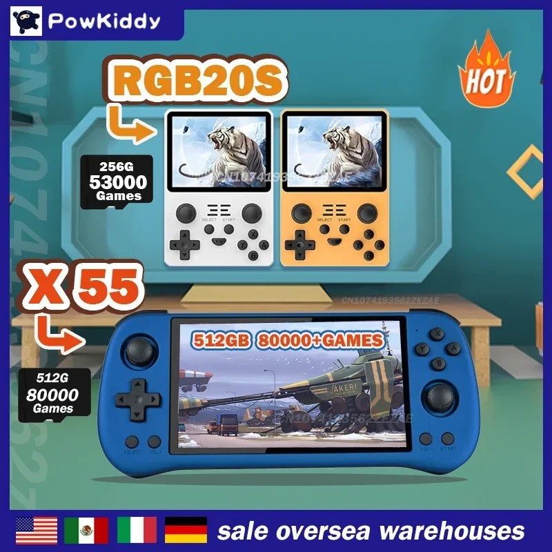 POWKIDDY X55 RGB20S Handheld Game Console IPS Screen Linux