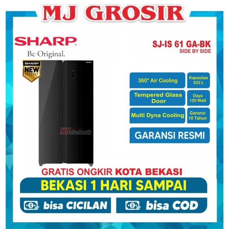 Kulkas Sj-Is61G-Bk Lemari Es 2 Pintu Side By Side Sj Is 61 Gbk