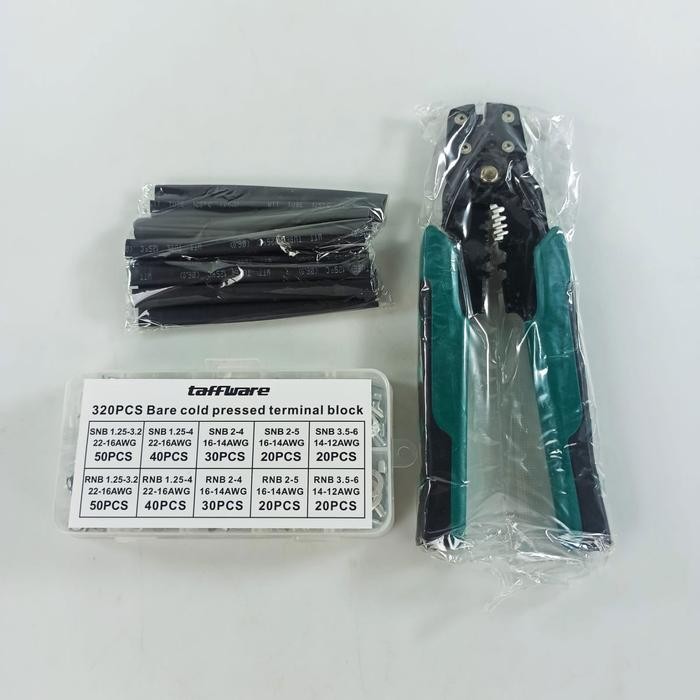 Skun Kabel Bulat Y Garpu Set 320Pcs Terminal Wire Connector Dengan Tang Crimping Besi Penjepit Kotak