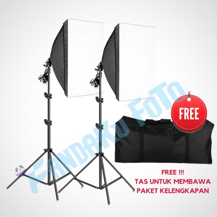 paket studio foto softbox dan light stand