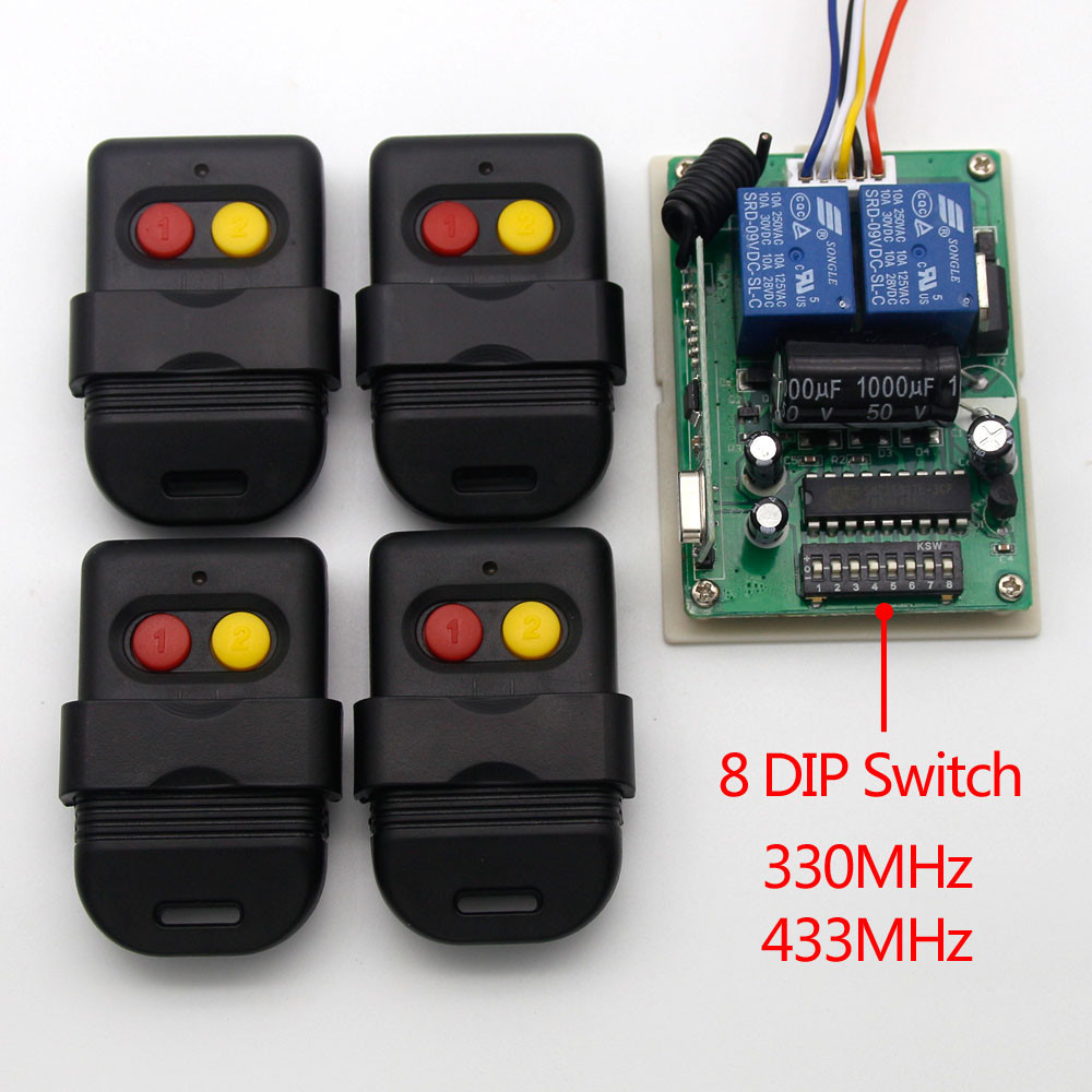 SMC5326 8 DIP Switch 2 Channel 330MHz 433MHz Receiver Controller Transmitter For Garage Gate Door Re