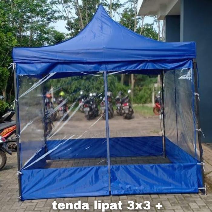 tenda lipat 3x3 + tirai 4sisi /tenda stand/ tenda bazar