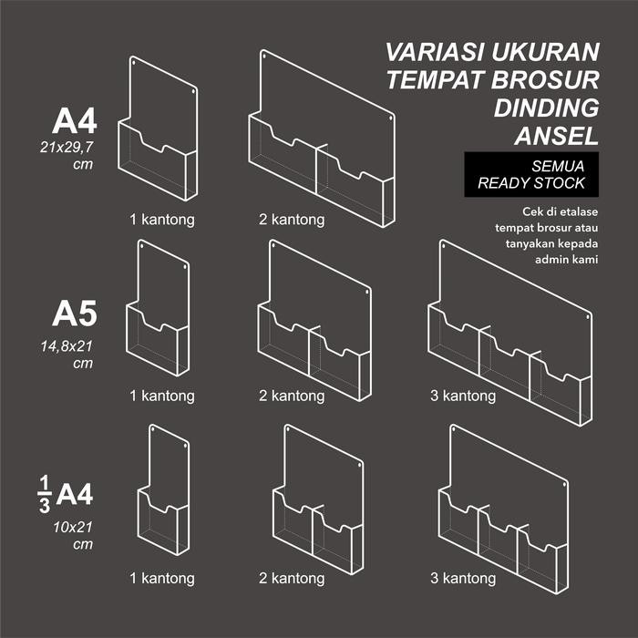 

Tempat Brosur Akrilik Dinding Gantung - 3 Kantong 1/3 A4 - Tipe D3