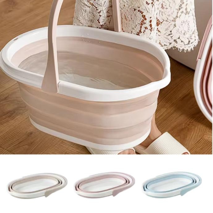 Baskom Ember Lipat Laundry Blue Pink Silikon Plastik Cream