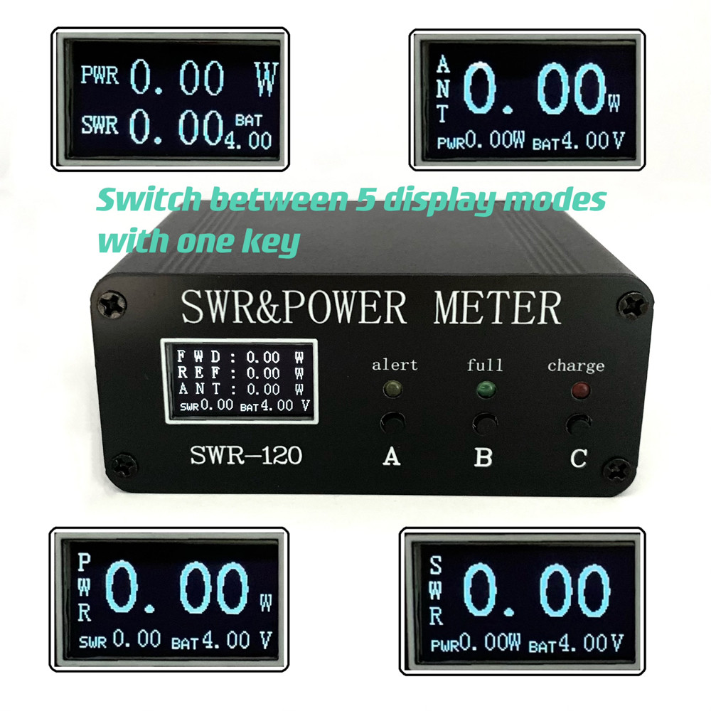 SWR-120 1.8MHz-50MHz 0.5W-120W Standing Wavemeter OLED Digital Display SWR HF Shortwaves Meters Powe