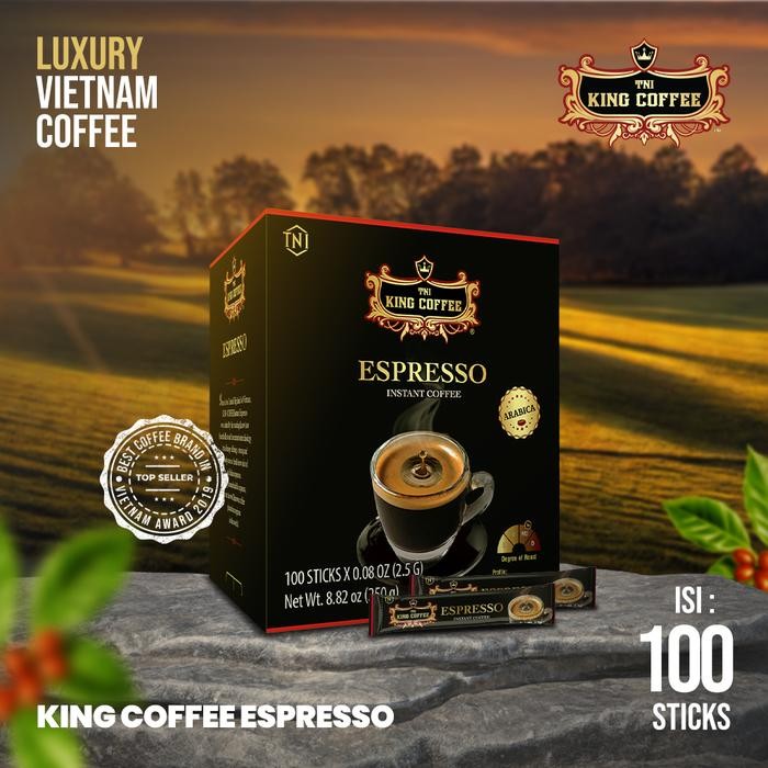 

Kopi King Coffee Vietnam Espresso 1 Box Isi 100 Sticks Hitam