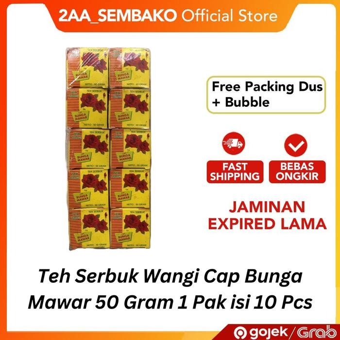 

NWFK Teh Serbuk Wangi Cap Bunga Mawar 50 Gram 1 Pak Isi 10 Pcs