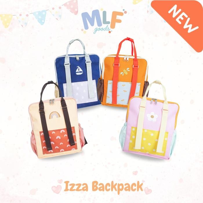 Mlf Goods - Izza Backpack / Tas Ransel Sekolah Anak Tk Sd / Ransel Backpack Motif Rainbow, Bunga /